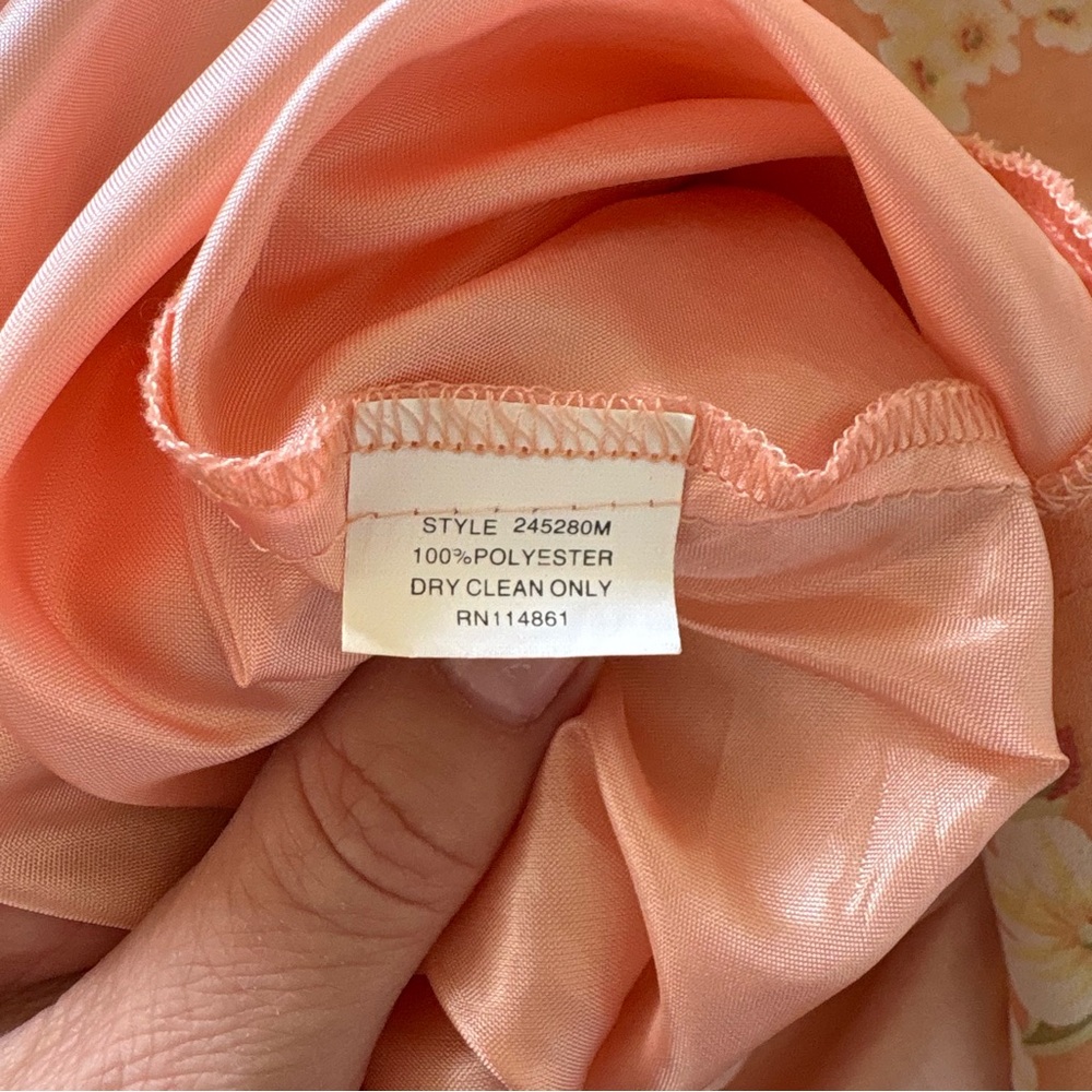 David Warren Peach/Orange Floral 90s Y2K Flutter Sleeve Midi Dress Women’s Sz 8 - Picture 3 of 3